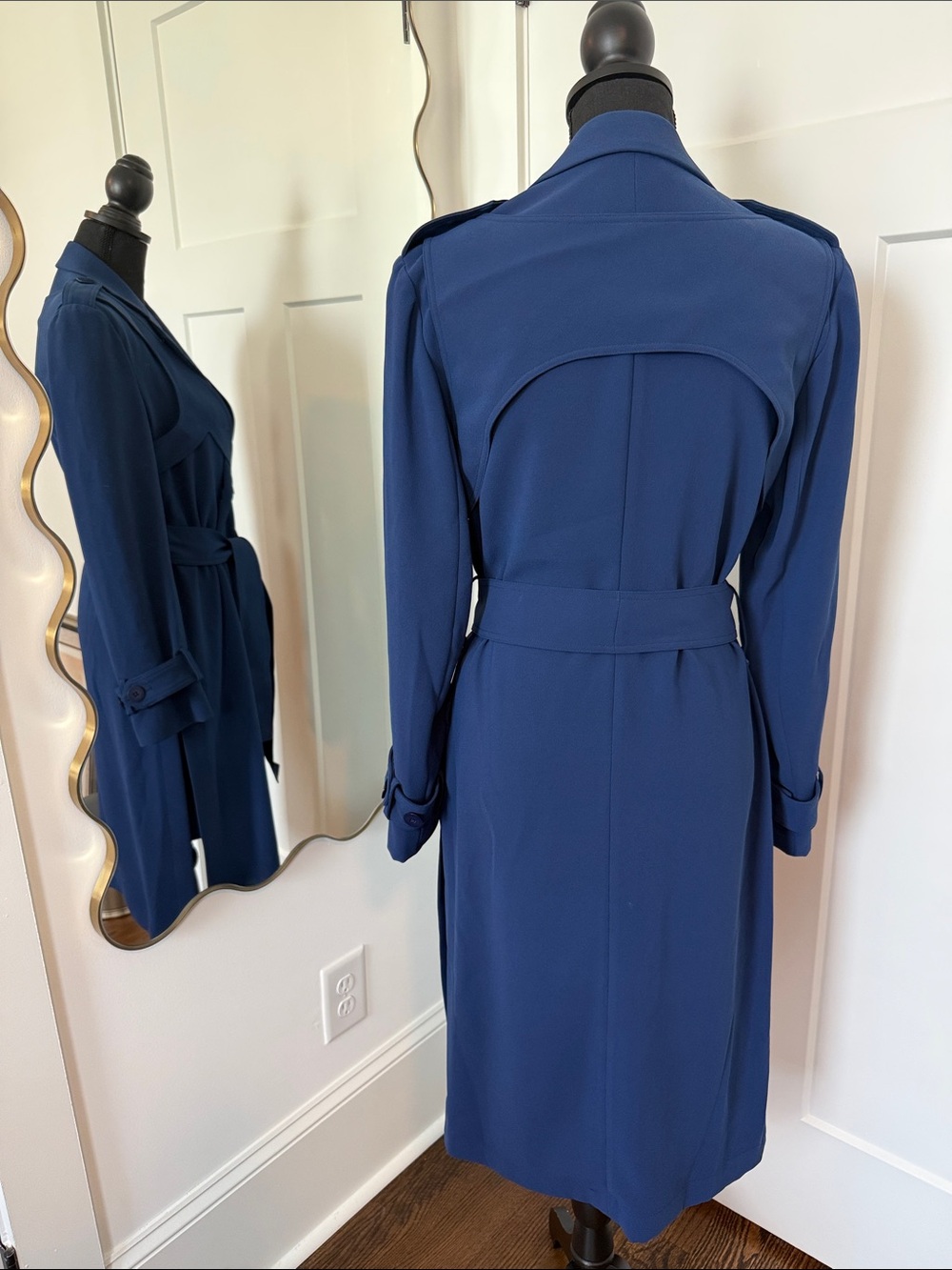 Adolfo Dominguez Navy Blue Long Sleeve Wrap Trench Dress - Picture 4 of 12